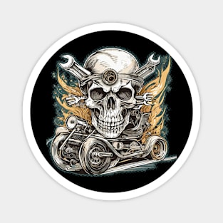 Hotrod skull engine Magnet